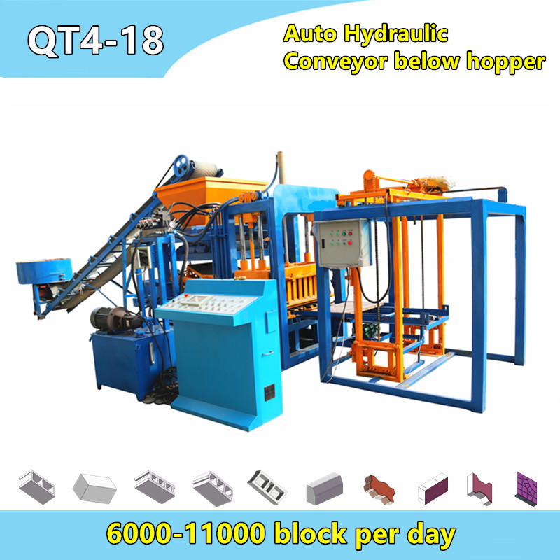 QT4-18 Automatic Hydraulic Concrete Solid Hollow Block Making Machine